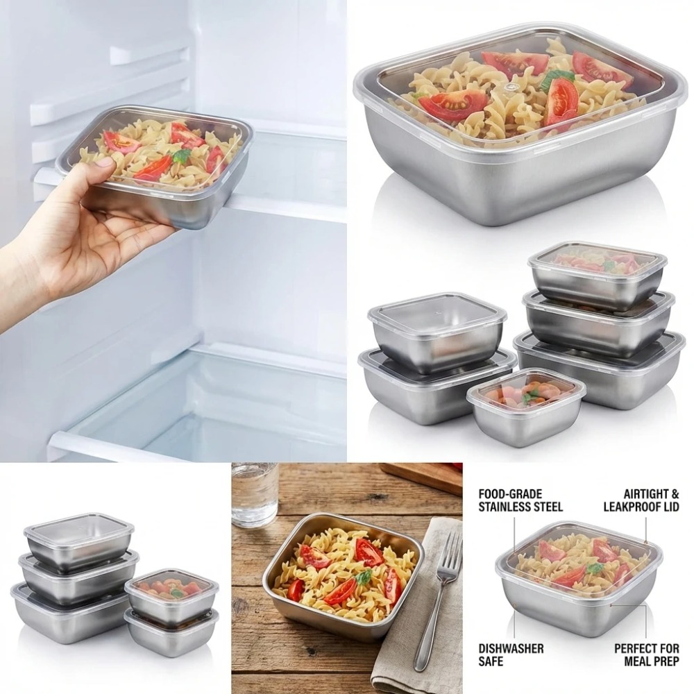 ชุดกล่องเก็บอาหารสแตนเลส 6 ชิ้ - Food Storage Meals บทวิจารณ์และราคา